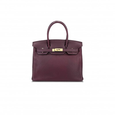 HERMÈS MASTER BIRKIN 30 TOGO LEATHER BURGUNDY GOLD BUCKLE BAG 8575895581 (30*22*15cm)